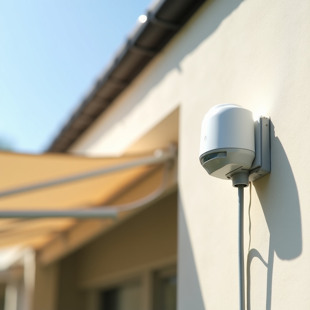 Windsensor für Wetterautomatik montiert an einer Fassade